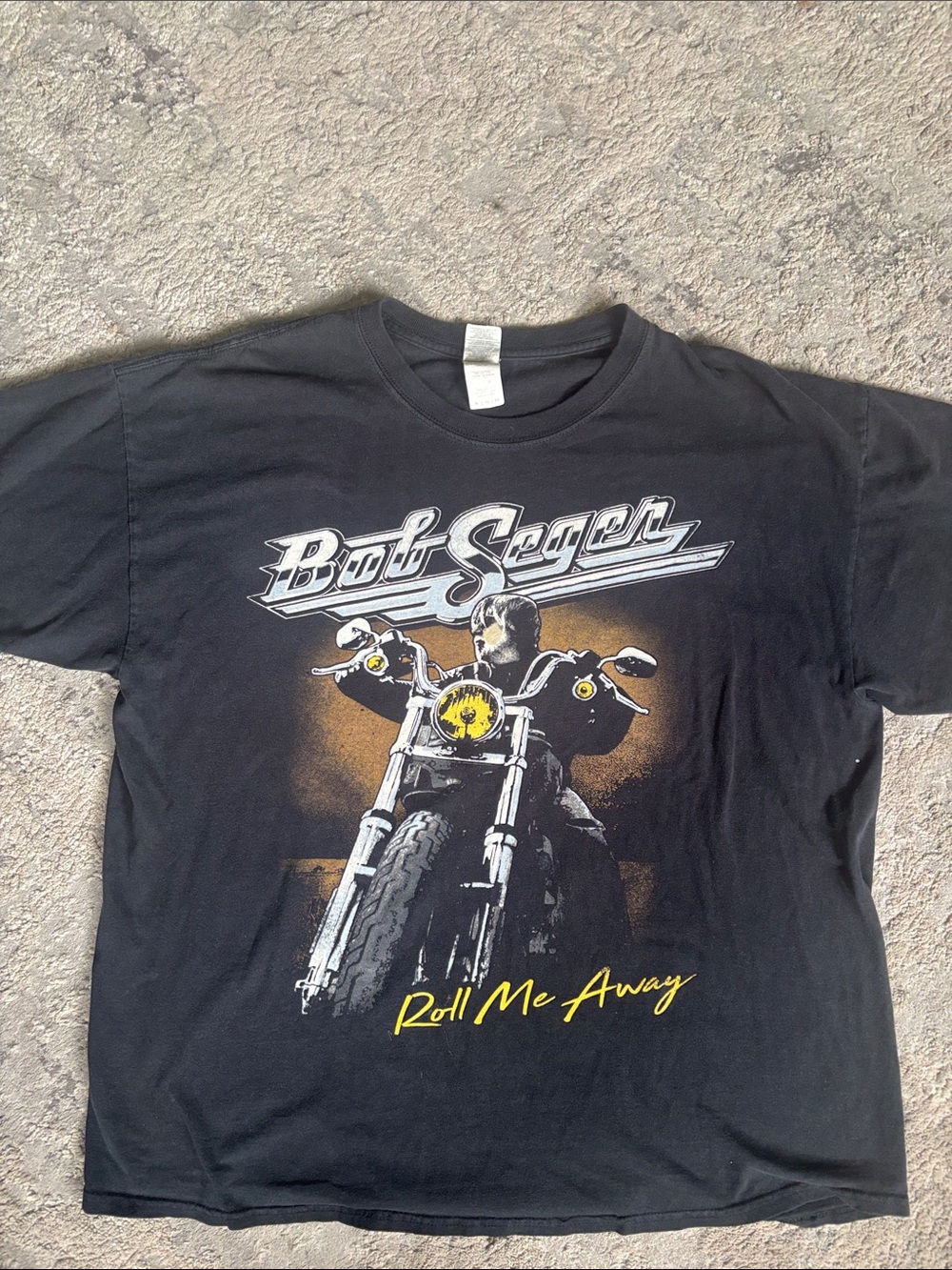 Black 'Roll Me Away' Graphic Tee hole in armpit.  See pics